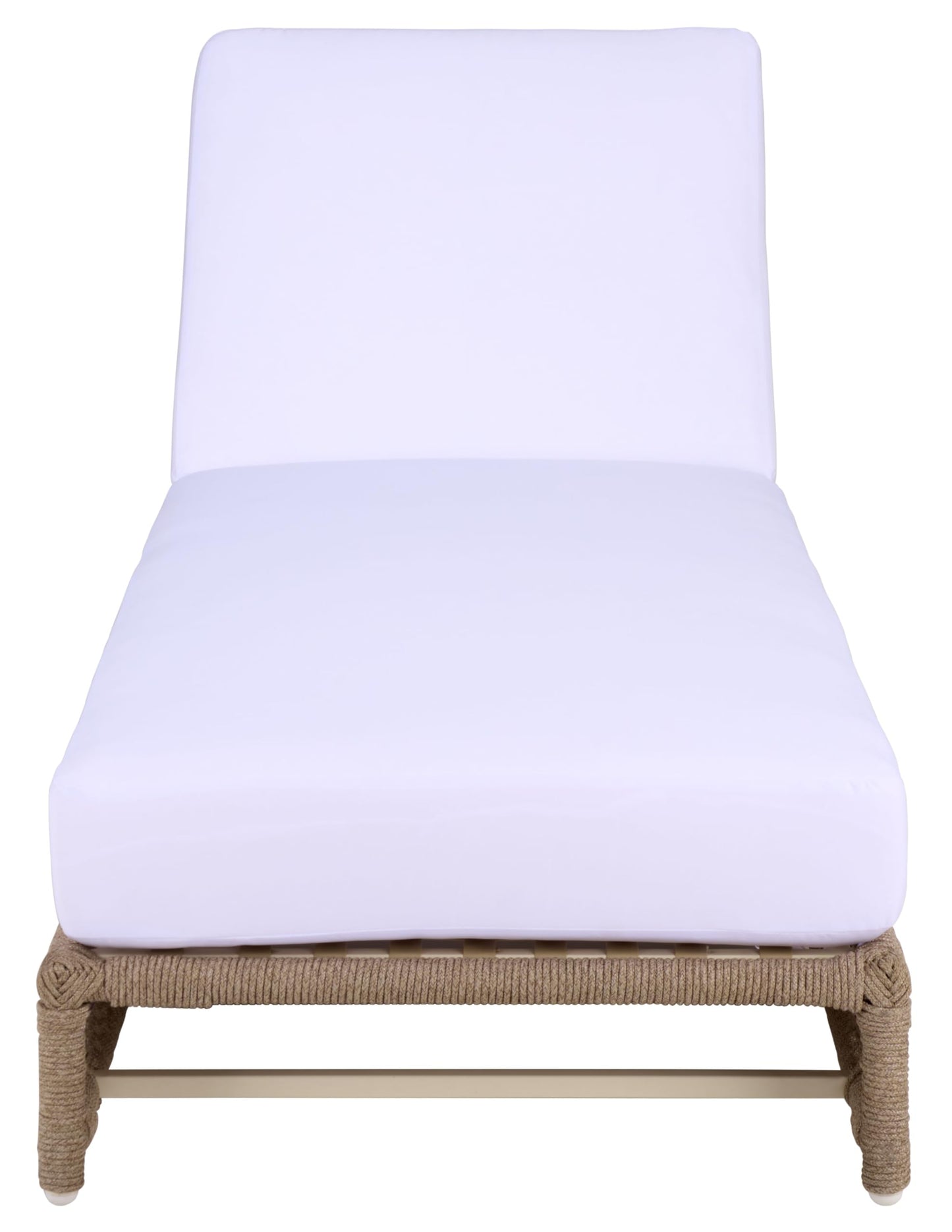 SAFAVIEH Outdoor Patio Furniture Collection – Callan Heather Tan Rope & White Cushion Lounger, Fully Assembled Outdoor Chaise, Modern Low-Profile Design (PAT7547A)