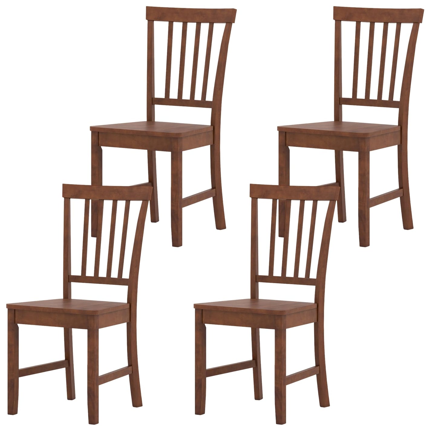 ERGOMASTER Dining Chairs Set of 4 Walnut Wood Chairs with Back for Restaurant Dining Room