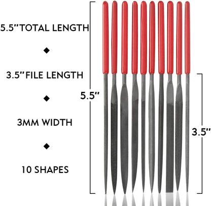 VASTOOLS Deburring Tool Kit,10Pcs Needle File,Metal Handle Deburring Tool for Metal Resin 3D Plastic Copper Aluminum Pipes Tube Hole with Extra 10pc Multiuse Blades Removing Burr