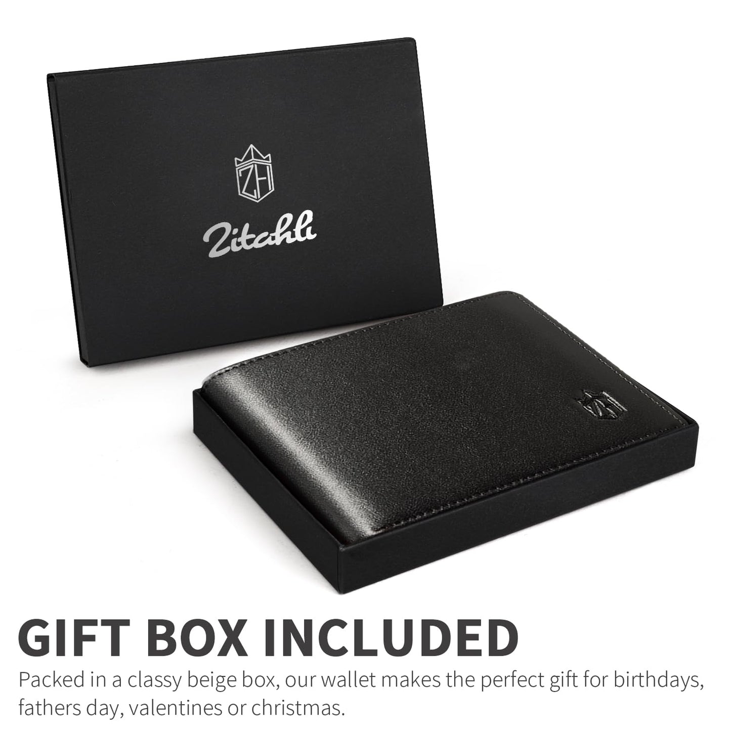 Zitahli Wallet for Men 12 Card Holder Slim Rfid Leather 2 ID Window Wallets With Gift Box Men's Accessories