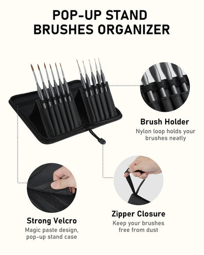 Nicpro Kolinsky Sable Miniature Paint Brushes, 11PCS Fine Detail Paint Brushes for Acrylic Watercolor, Models, Small Fine Detail Paint Brush Set for Mini Paints - Thin Artist Kit with Nylon Holder