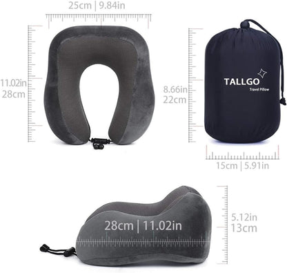 Travel Pillow, Best Memory Foam Neck Pillow for Sleeping, Airplane Car & Home Use (Grey)