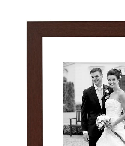 Americanflat Set of 7 Picture Frames with Shatter-Resistant Glass - Gallery Wall Frame Set with One 11x14, Two 8x10 and Four 5x7 Frames - Signature Collection - Mahogany