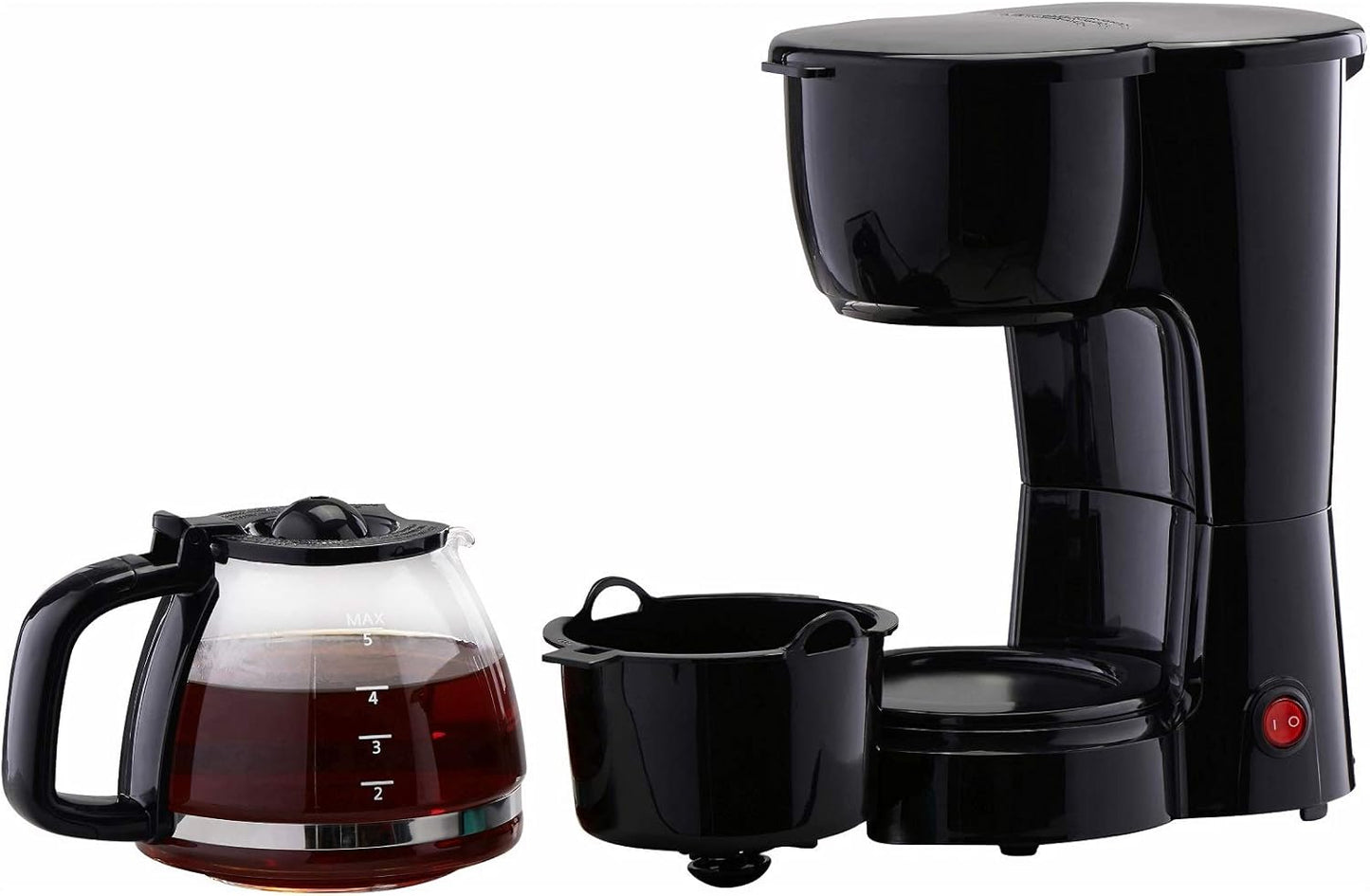 Mainstays 5 Cup Black Coffee Maker with Removable Filter Basket for Easy Cleaning