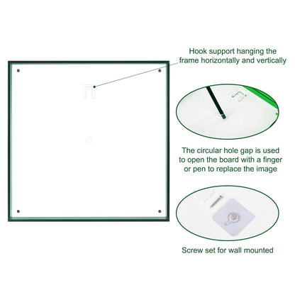 10x10 Picture Acrylic Glass Frame Green Clear Floating Photo Frames for Art Print Wall-Mountable, Individual Tabletop, Shelf and Desk, Decorative Art Design, Home Décor (Art Deco, Emerald Green, 10X10)