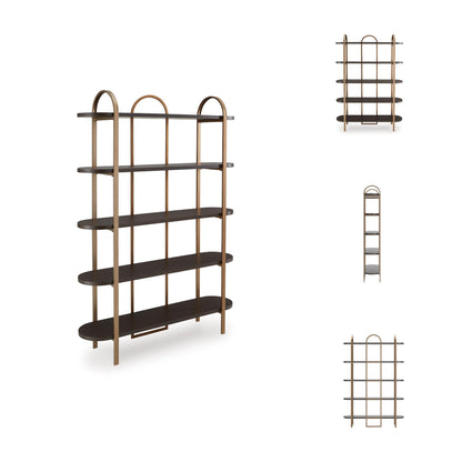 Signature Design by Ashley Brentmour 72" H Bookcase, Metallic & Dark Brown