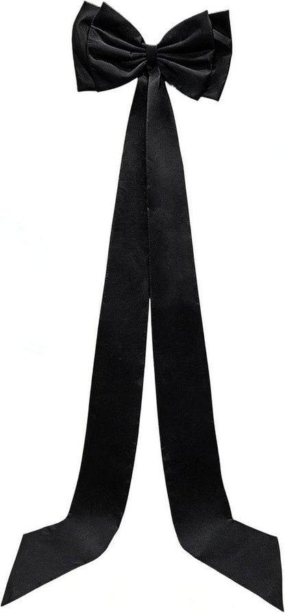 Giant Bow Decoration | Double Layer Satin Bow for Weddings & Parties - Black, 71x18 Inch