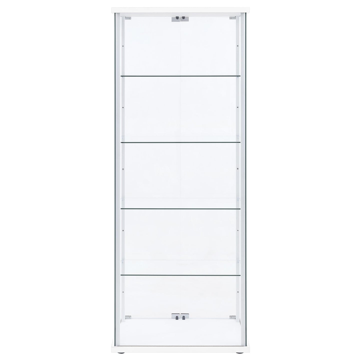 Coaster Home Furnishings - Delphinium - Glass - 4-Shelf Curio Cabinet with Wood Top and Base, Two Doors, and Chrome Hardware - Living Room - 64-Inch - White - 950170WHT
