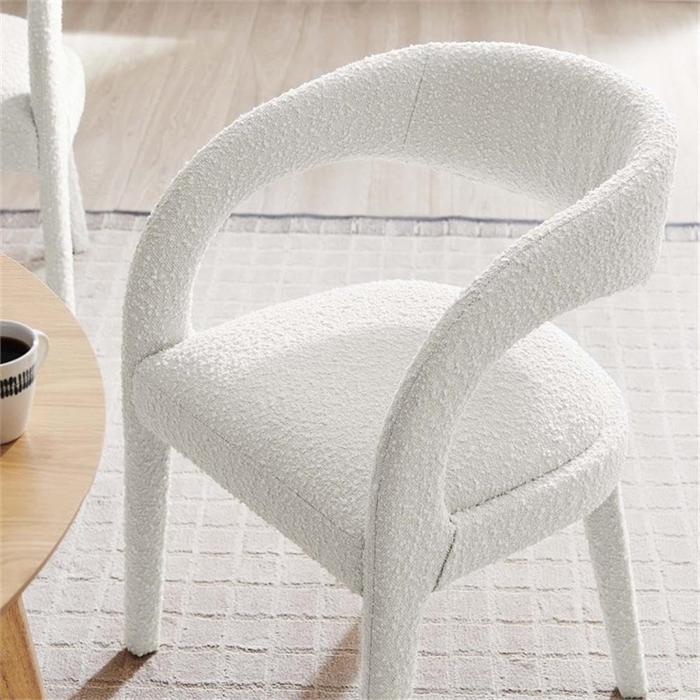 Modway EEI-6562-IVO Pinnacle Boucle Upholstered Dining Chair Set of Two, Ivory