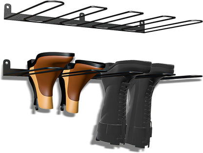 4 (2-Pack) Wall-Mounted Boot Rack Organizer for Tall Boots - Pair Metal Boot Organizer Including Wader Hangers, Perfect