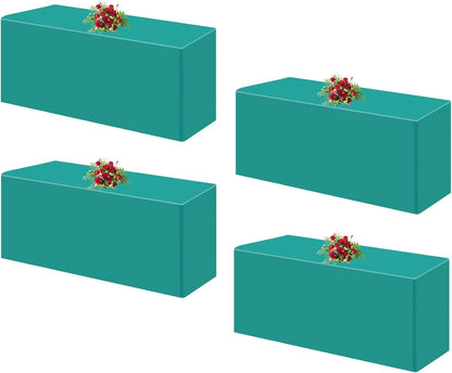 4 Pack 6 72 30 Inch Fitted Table Covers for Foot Tables - x Rectangle Table Cloth for Folding Tables Polyester Fabric