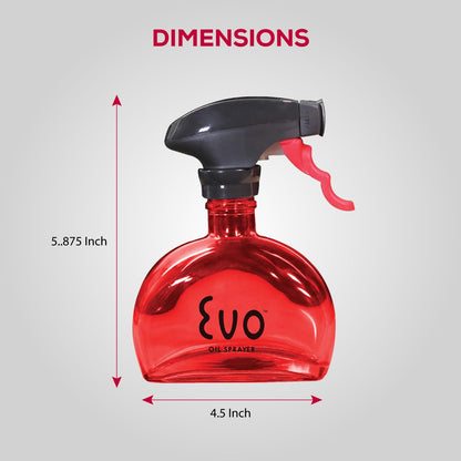 Evo Oil Sprayer Glass, Non-Aerosol for Olive, Cooking Oils, and Vinegars, Yellow, 6-Ounce Capacity
