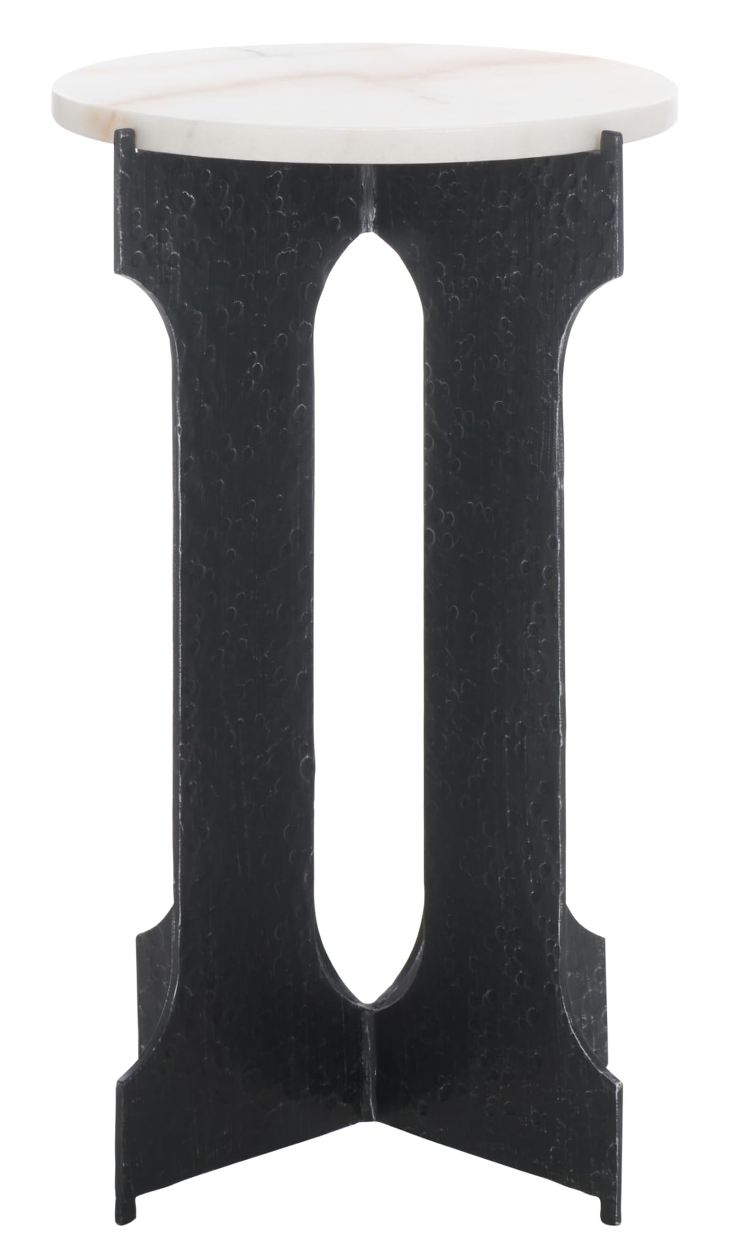 SAFAVIEH Couture Collection - Tayanna Black Iron & Marble Accent Table, Modern Side Table, Minimalist Round Top Design, Fully Assembled (SFV9546A)
