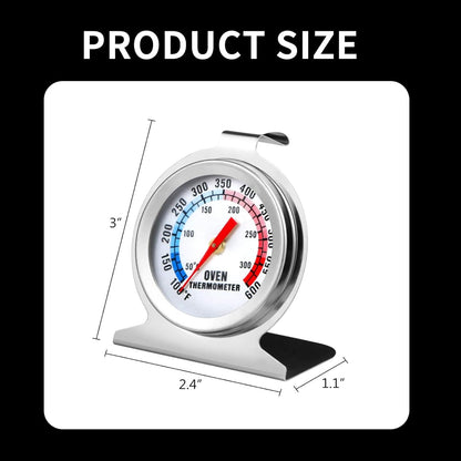 Large Dial Hanging Oven Thermometer - Accurate Temperature Gauge for Gas Electric Oven, Stainless Steel