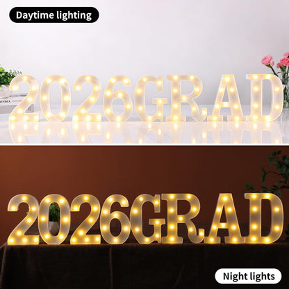2026 Graduation Decorations – 8 LED Marquee Light-Up Letters,"Grad 2026"for Preschool, Kindergarten, School, and College Party Décor