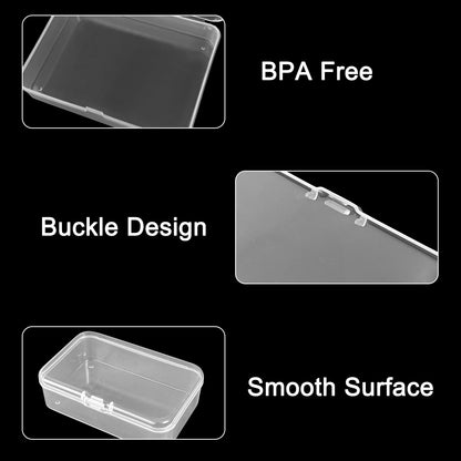 Guyuyii 24-Piece Mixed Sizes Rectangular Small Storage Containers with Lids | Stackable Clear Plastic Organizer Storage Box with Hinged Lids for Small Items, Craft Projects, Cosmetics, and Pills