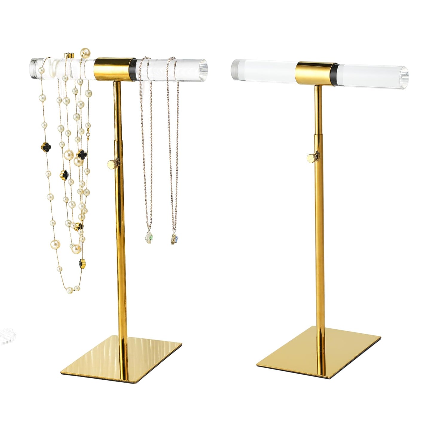 MCKECHSION Acrylic Jewelry Towers - Stainless Steel Long Necklace Stand, Adjustable Height Tabletop Jewelry Organizer for Home & Boutique