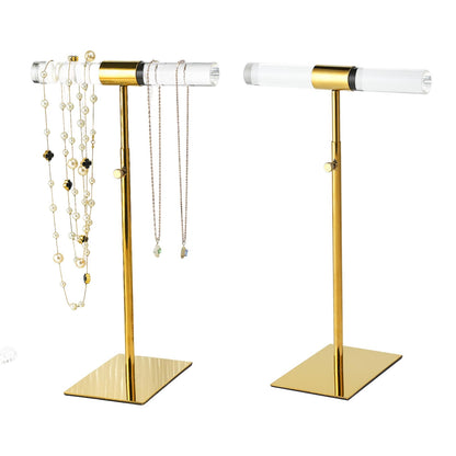 MCKECHSION Acrylic Jewelry Towers - Stainless Steel Long Necklace Stand, Adjustable Height Tabletop Jewelry Organizer for Home & Boutique