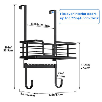 TJ.MOREE Over the Door/Wall Mount Ironing Board Hanger, Laundry Room Iron and Ironing Board Caddy Storage for Water Mister, Fabric Sprays, Laundry Detergent