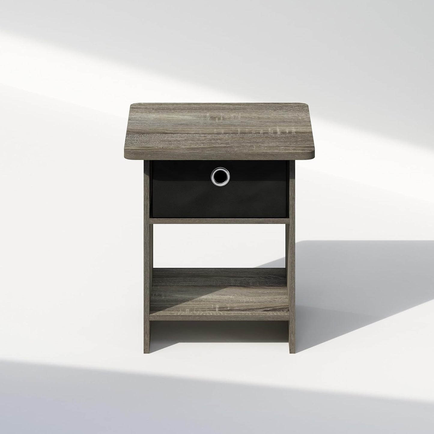 Closet, Furinno TIDUR Night Stand, Square Round Corner Nightstand with Storage Bin, Bedside Table, End Table, Side