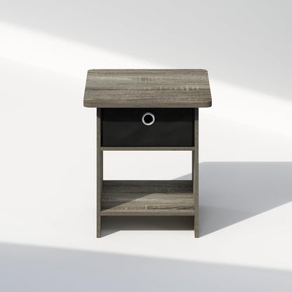 Closet, Furinno TIDUR Night Stand, Square Round Corner Nightstand with Storage Bin, Bedside Table, End Table, Side