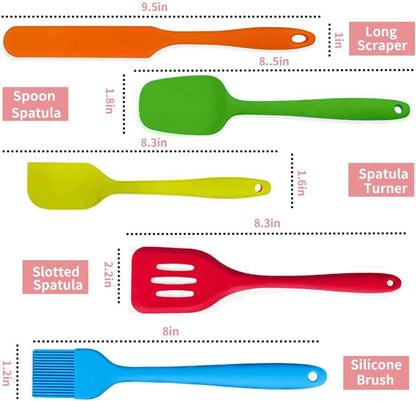 5Pcs Silicone Spatula Set, Colorful Mini Kitchen Utensils, 480 F Heat Resistant for Baking and Cooking