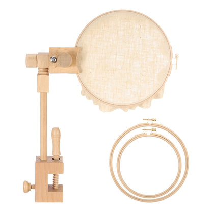 PATIKIL Embroidery Hoop Stand, Adjustable Rotated Beech Wood Cross Stitch Stand Holder for DIY Art Craft, Sewing, Needlework Projects, with 6" & 8" Embroidery Hoop