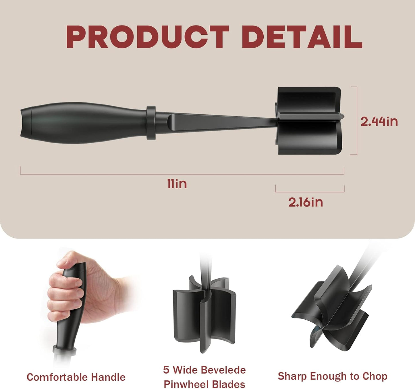 Skiennix Meat Chopper Set - Premium Heat Resistant Hamburger Smasher for Ground Beef & Turkey | 2 Pcs