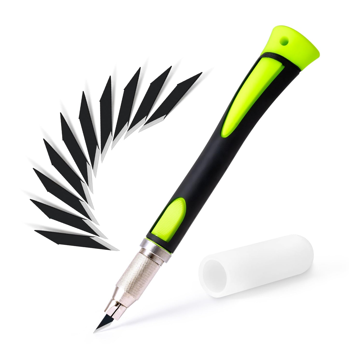 FOSHIO Craft Knife Set, Hobby Knife with 12-Piece Exacto Knife Blades with Protective Cover Rubber Handle for Crafts, Arts, Stencil, Modeling, Trimming, Carving, Scrapbooking, Vinyl Cutting