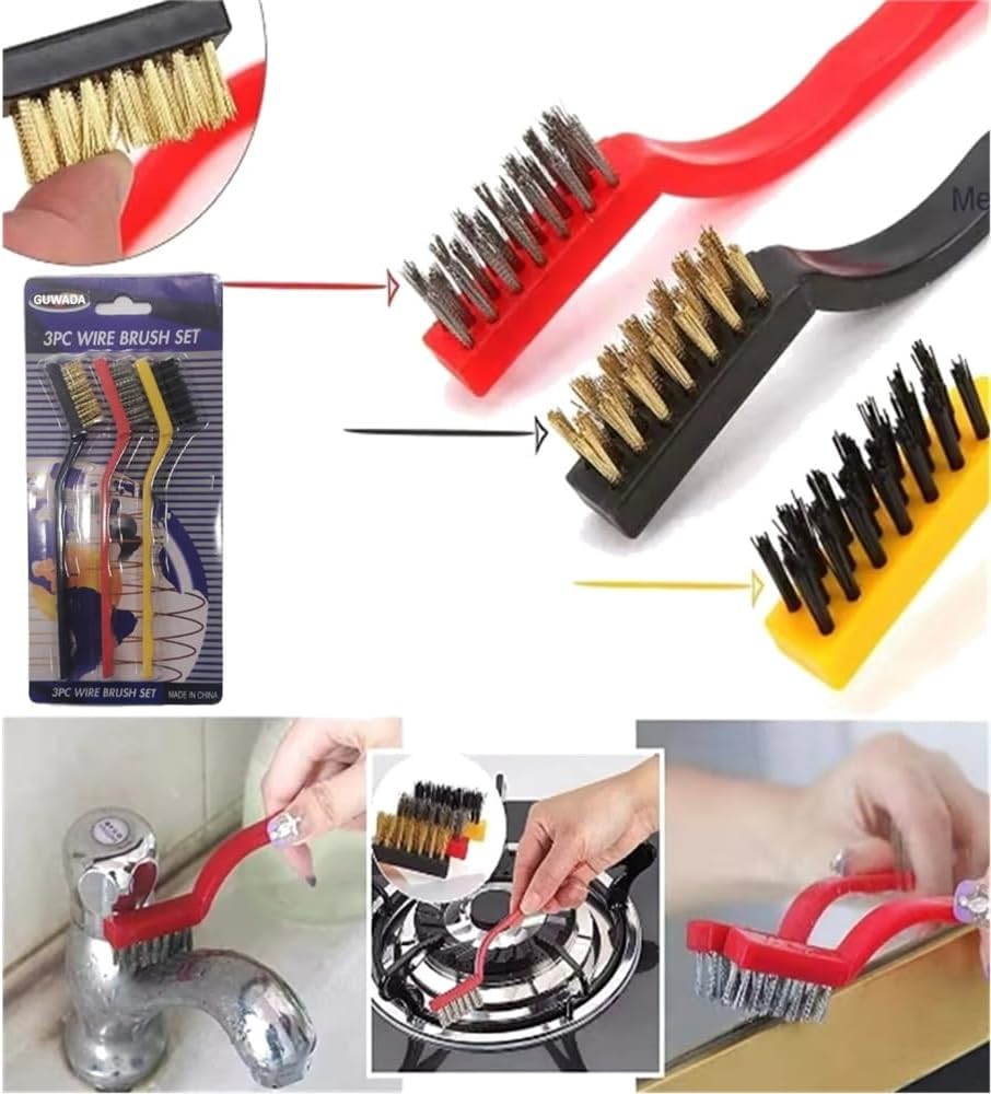 Cleaning Brush: Home Kitchen Wire Brush for Gas Stove, Gap Cleaning Tool, Hard Bristle Crevice Cleaner Set