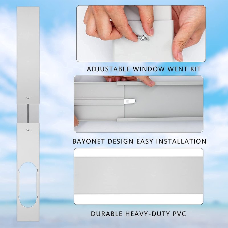 LEZIFU Portable Air Conditioner Kit with Hose, Adjustable Window Seal with 5.9 Inch Diameter 59" Length Hose for Vertical/Horizontal Window