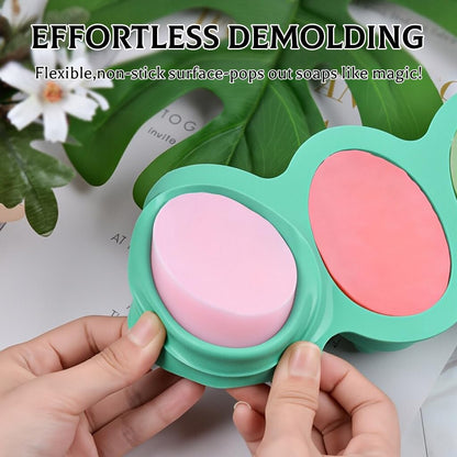 SJ Massage Soap Mold - 2 Pcs, 4 Cavities Silicone Soap Mold for Soap Making, Handmade Hair Brush Shampoo Bar Molds, Food Grade BPA Free(Blue and Green)