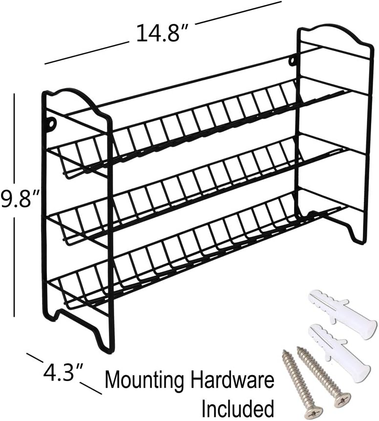 SWOMMOLY 3 Tier Spice Rack Organizer with 24 Empty Round Spice Jars, 396 Spice Labels, Funnel and Chalk Marker