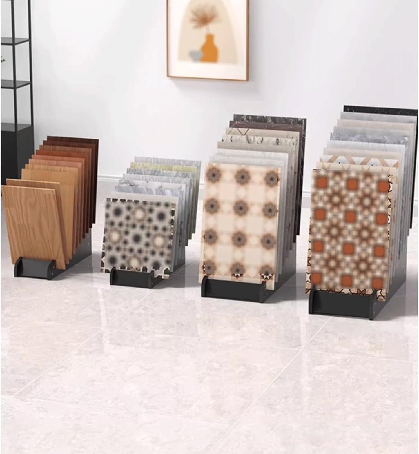 Floor Tile Sample Rack,Durable Wooden Floor Tile Display Rack - 71x43x31cm Multi-Slot Retail Storage Stand for Building Materials, Stylish Showroom Shelf, Ideal for Product Showcasing & Stor