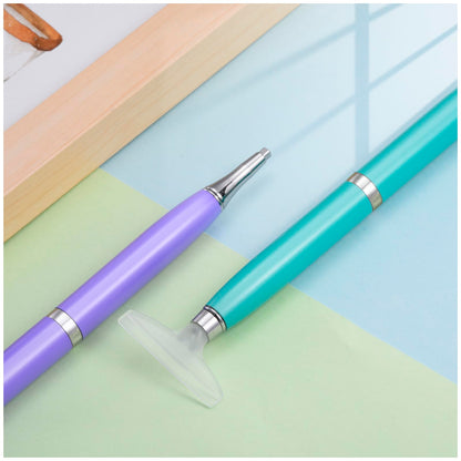 benote Diamond Art Pen Tools, 2 Sets Ergonomic Diamond Art Accessories Pens Metal Screw Thread Multi Placer Tips, Round and Square Drill Pen for Nail DIY Craft