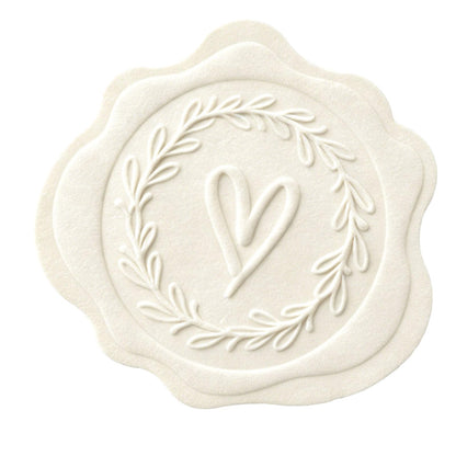 FYSUIMU 100 Pcs Wedding Stickers Embossed Envelope Seals Cream White Heart Self-Adhesive Label Decals for Invitation Greeting Card Party Favor Decor