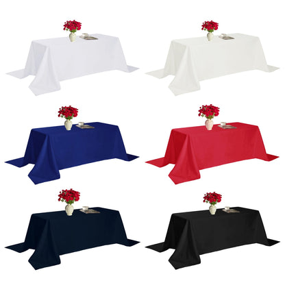 Fokitut 6 Pack Rectangle Tablecloth, 90x156 Inch, Stain Resistant and Wrinkle Polyester Table Cloth, Fabric Table Cover for Kitchen Dining, Wedding, Party, Holiday Dinner-White