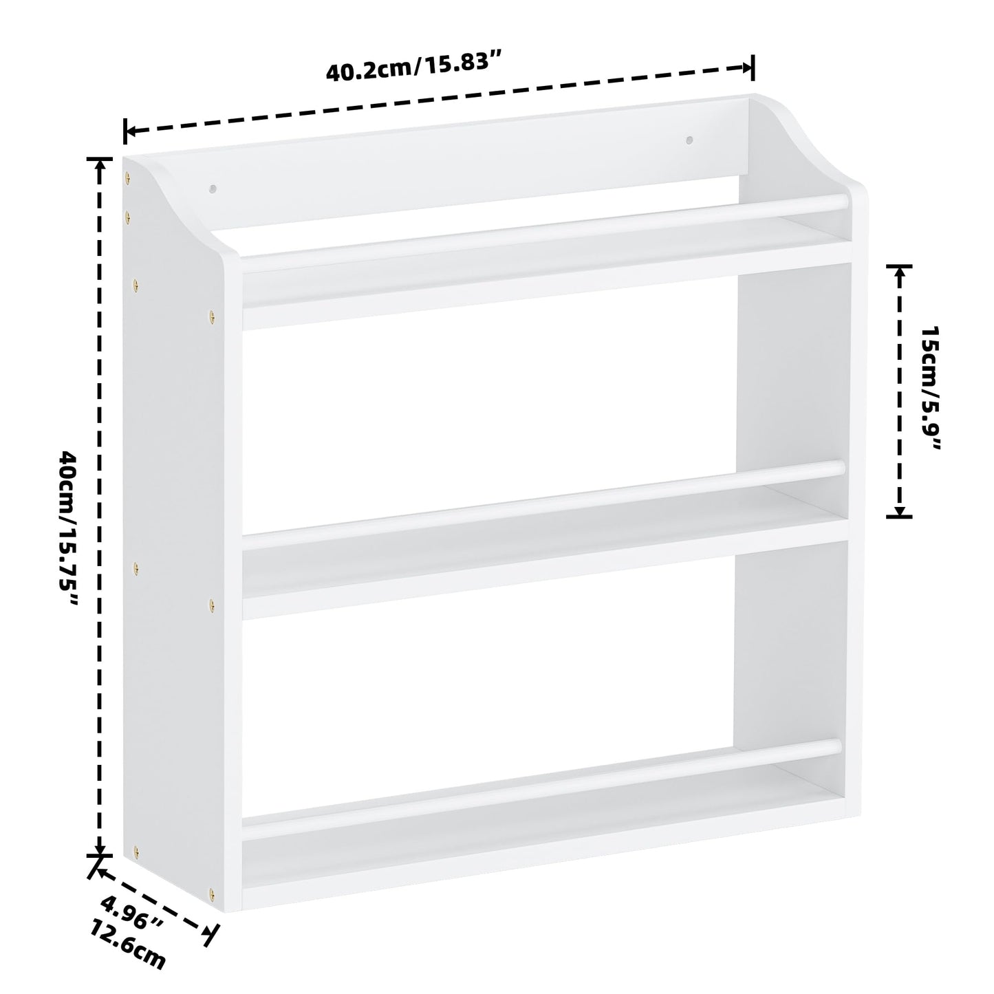 STELLSTAR Spice Rack Wall Mounted, Freestanding Spice Organizer for Countertop, Bamboo Spice Storage Holder, for Kitchen Cupboard, Pantry, Bathroom (White)