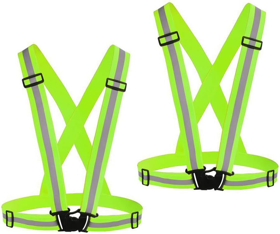 Chiwo Reflective Vest Running Gear 2Pack, High Visibility Adjustable Safety Ves for Night Cycling,Hiking, Jogging,Dog Walking