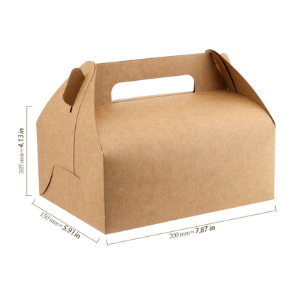 HEIHAK 50 PCS 8x6x4 Inch Large Gable Boxes Bulk, Gift Boxes with Handle, Treat Party Favor Boxes for Birthday,Wedding,Picnic and Christmas