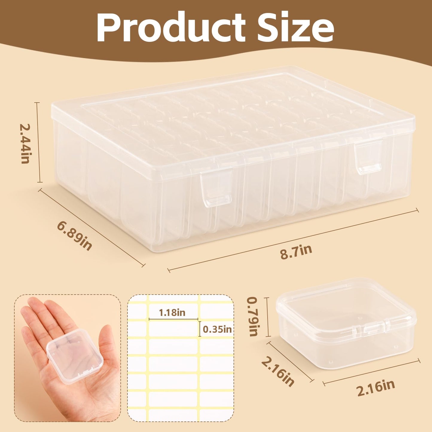 Bead Organizer Box, 31 Pcs Small Clear Bead Organizers and Storage, Mini Diamond Storage Containers Boxes with Hinged Lids and Labels, Craft Organizer for Jewelry, Bracelet, Small Parts, Nail Art