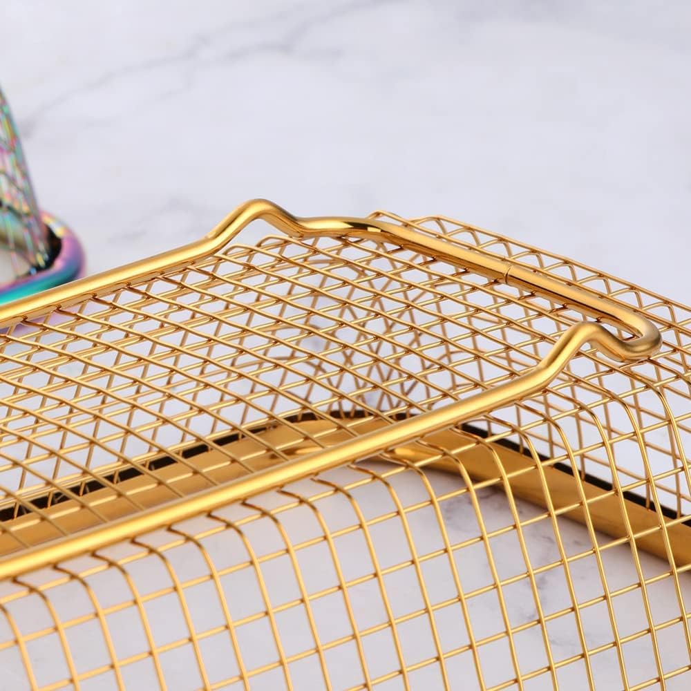 Kitchen Drawer Organizer, BuyGo Stainless Steel Storage Container, Gold Metal Cabinet Storage Basket, Pack of 2