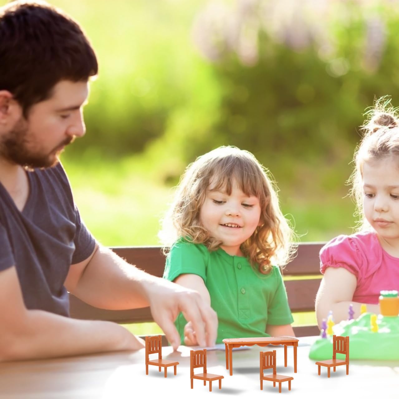 FOYTOKI Mini Furniture Small Creative Dining Table and Chair Set 1 24 Scale Dollhouse Accessories Lightweight Portable for Doll Living Room and Play