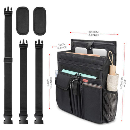 YOOFAN Car Front Seat Organizer with Laptop/Tablet Storage Pockets, Passenger Seat Organizer with Cover, Mobile Office&Car Accessories for Drivers Police Office&Work Men, Black