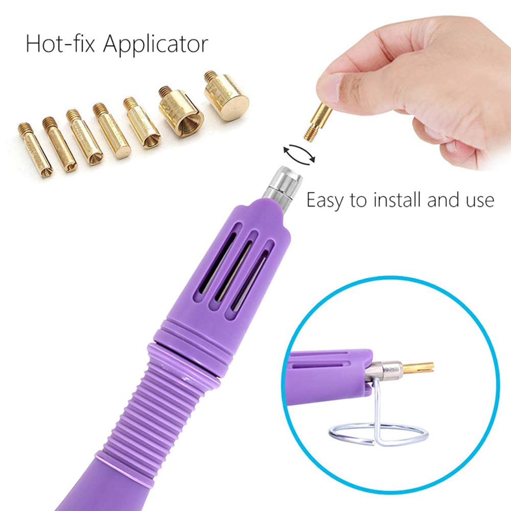 Hotfix Applicator, 7-in-1 Hot Fix Rhinestone Applicator Wand Setter Tool Kit with AB Crystal Rhinestones, 7 Tips, 2 Pencils and Tweezers