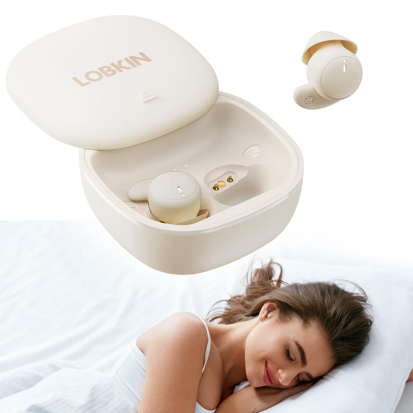 LOBKIN Sleep Headphones,Wireless Bluetooth 5.4 Noise Blocking Sleeping Headphones,Sleep Earbuds for Side Sleepers in-Ear Soft Mini Invisible Buds for Sleeping Working