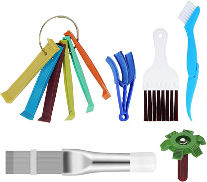 Shkalacar 6 Pieces Air Conditioner Fin Cleaner Set - 5 Different Fin Comb and 2 Brush Tools for Radiator Repair