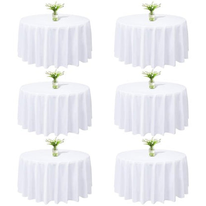 kapwall 6 Pack Round White Tablecloth - 120Inch (304cm) - Washable Polyester Table Cloth Decorative Fabric Table Cover for Wedding,Restaurant,Party.