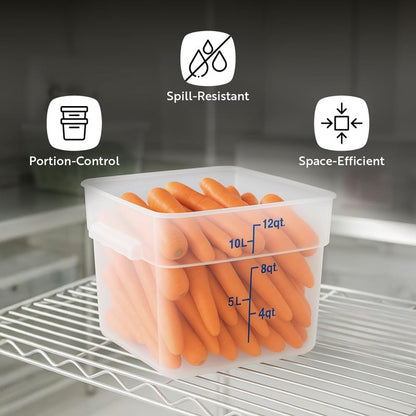 Restaurantware Food Storage Container 1 Pack of 22 qt Plastic Kitchen Storage Bin with Volume Markers Space-Efficient Design Dishwasher-Safe Polypropylene Translucent