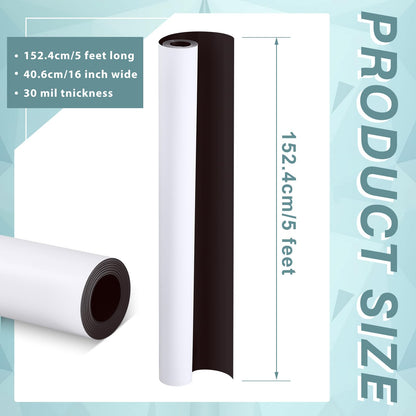 Amylove Blank White Surface Magnet Sheets 16 Inch x 5 Feet, 30 Mil Magnetic Roll Printable Flexible Vinyl Blank Magnetic Sign Sheet Safe for Vehicles DIY Craft Project